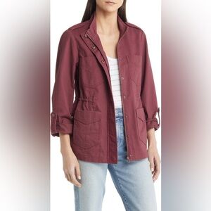 NWT Wit & Wisdom Lace Trim Utility Jacket in Rum Raisin